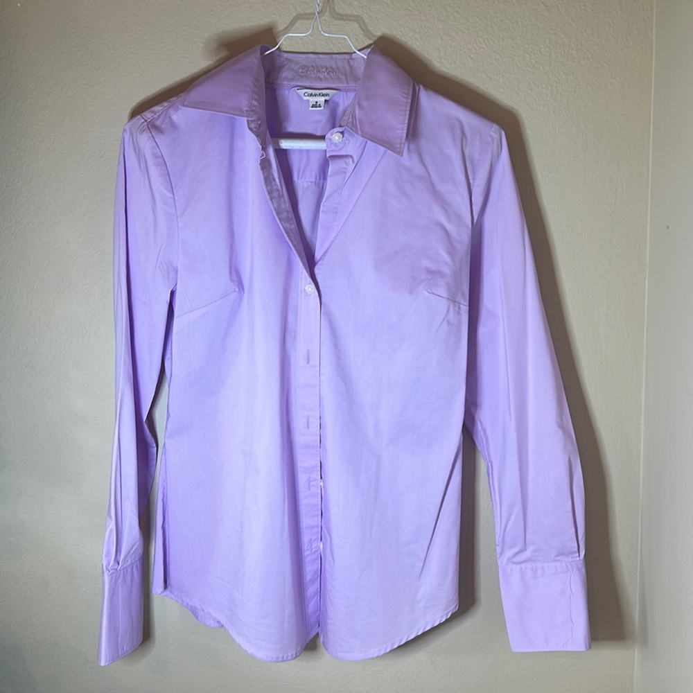 Calvin Klein Lilac V-neck Button Down Dress Shirt